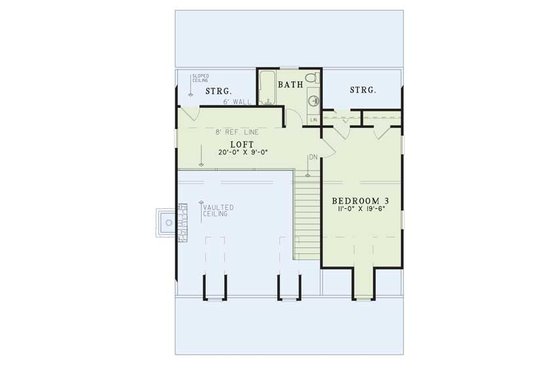 Floor Plan - Upper Floor for Colonial House Plan #17-2882 - 3 bed, 2 bath