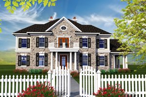 Colonial Exterior - Front Elevation Plan #70-1144