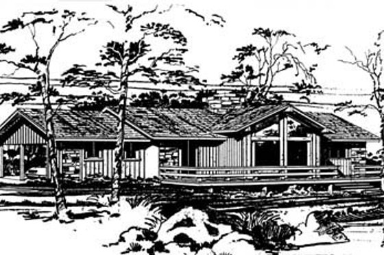 Exterior - Front Elevation for Modern House Plan #10-124 - 3 bed, 2 bath