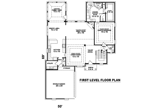 Floor Plan - Main Floor for European House Plan #81-1048 - 3 bed, 2.5 bath