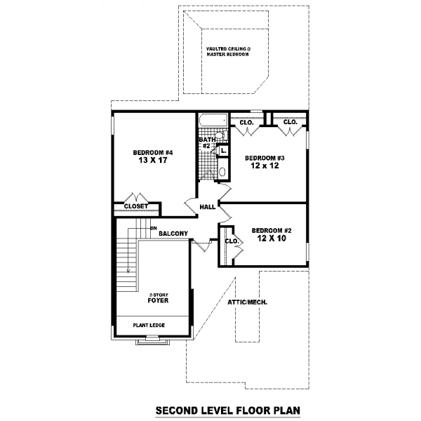 Traditional Floor Plan - Upper Floor Plan #81-13632