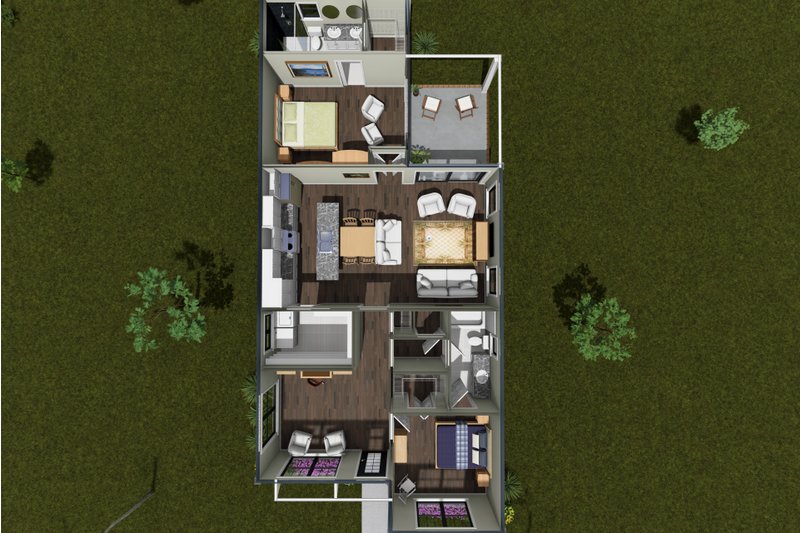 Home Plan - Floor Plan - Main Floor 1 for Cottage House Plan #513-2500 - 2 bed, 2 bath