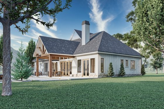 Exterior - Rear Elevation for Farmhouse House Plan #119-451 - 3 bed, 2 bath
