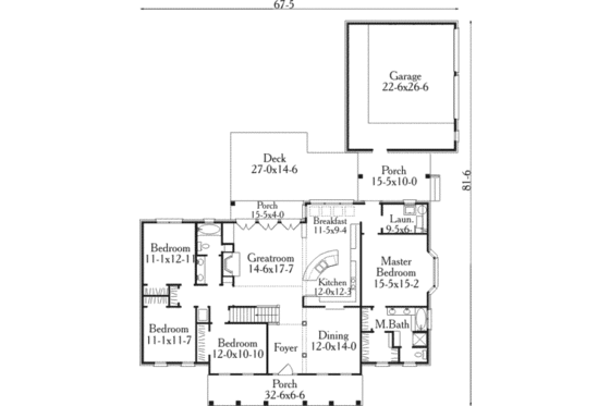 Floor Plan - Main Floor for Traditional House Plan #406-169 - 4 bed, 2 bath