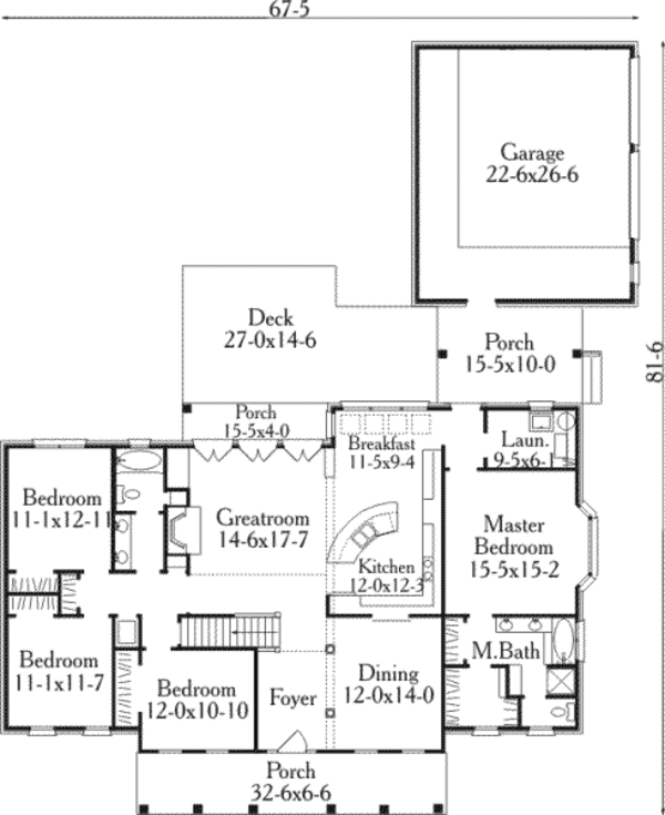 Architectural House Design - Traditional Floor Plan - Main Floor Plan #406-169
