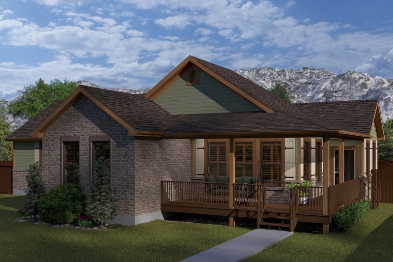 Architectural House Design - Exterior - Front Elevation 3 for Ranch House Plan #1060-386 - 2 bed, 2 bath