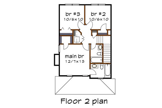 Floor Plan - Upper Floor for Craftsman House Plan #79-173 - 3 bed, 2.5 bath