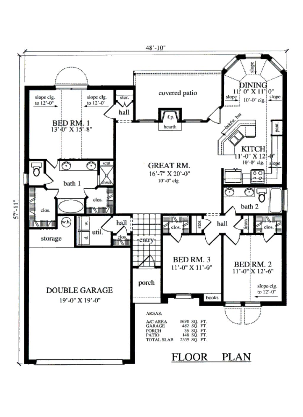 Traditional Style House Plan 3 Beds 2 Baths 1670 Sqft Plan 42 361