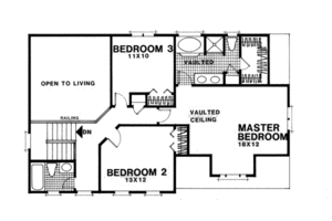 Floor Plan - Upper Floor for European House Plan #56-129 - 3 bed, 2.5 bath