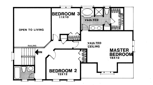 European Floor Plan - Upper Floor Plan #56-129