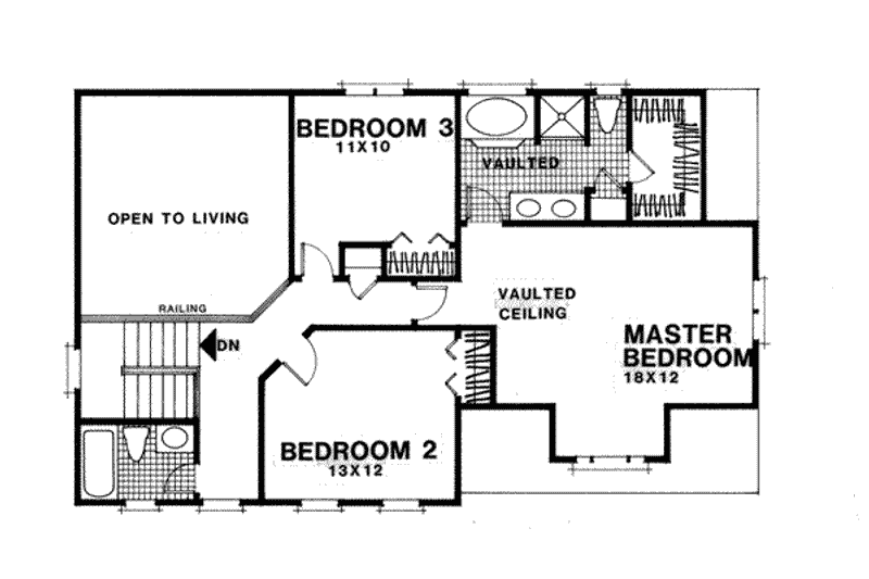 Home Plan - Floor Plan - Upper Floor for European House Plan #56-129 - 3 bed, 2.5 bath