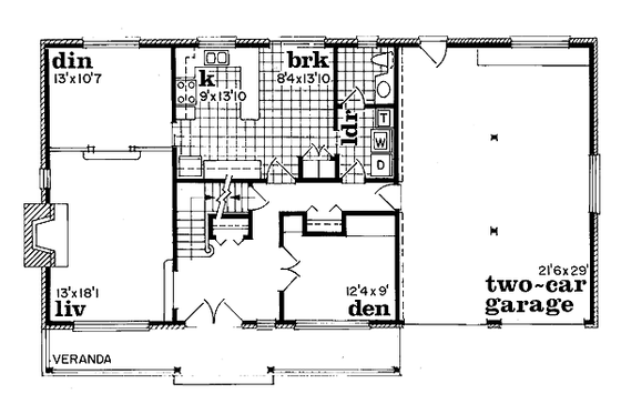 Floor Plan - Main Floor for Traditional House Plan #47-132 - 4 bed, 2.5 bath