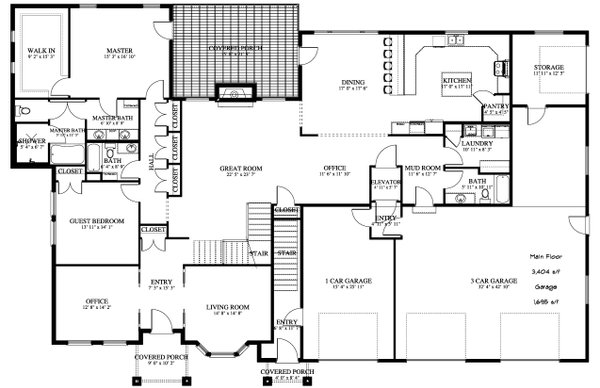 Architectural House Design - Craftsman Floor Plan - Main Floor Plan #1060-237