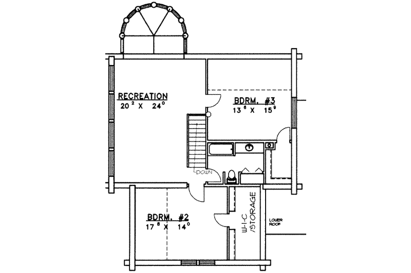Home Plan - Floor Plan - Upper Floor for Log House Plan #117-109 - 3 bed, 3 bath