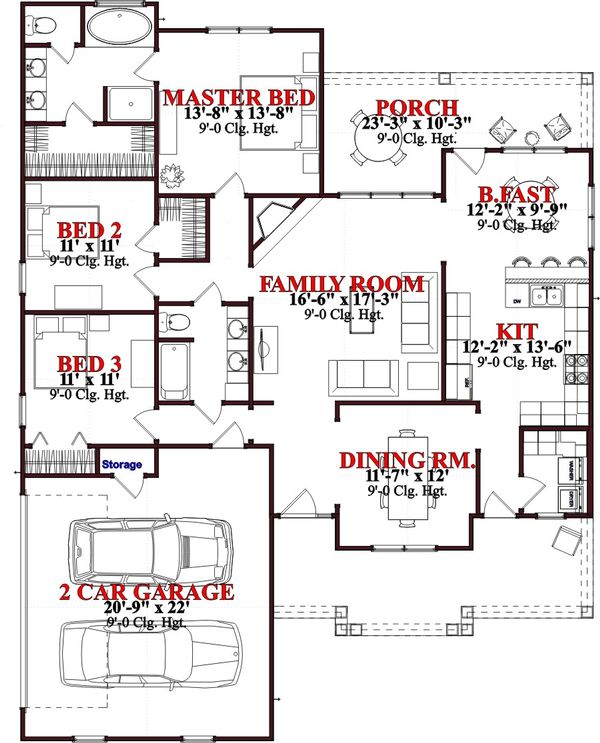 Traditional Floor Plan - Main Floor Plan #63-367