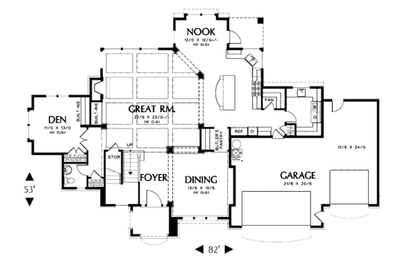 Home Plan - Floor Plan - Main Floor for European House Plan #48-348 - 3 bed, 2.5 bath