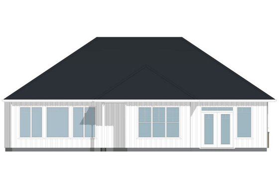 Exterior - Rear Elevation for Ranch House Plan #126-180 - 3 bed, 2 bath