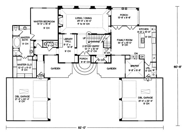 House Plan Design - European Floor Plan - Main Floor Plan #20-1117