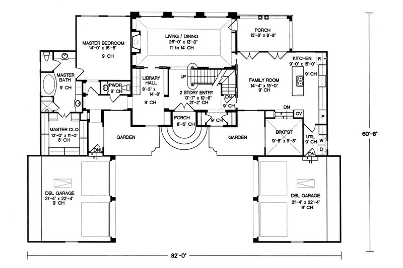 Architectural House Design - Floor Plan - Main Floor for European House Plan #20-1117 - 4 bed, 3.5 bath