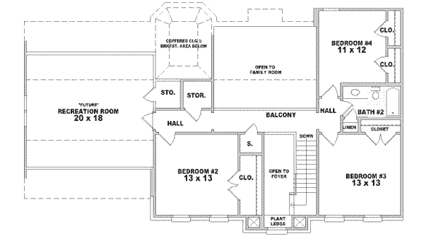 European Floor Plan - Upper Floor Plan #81-489