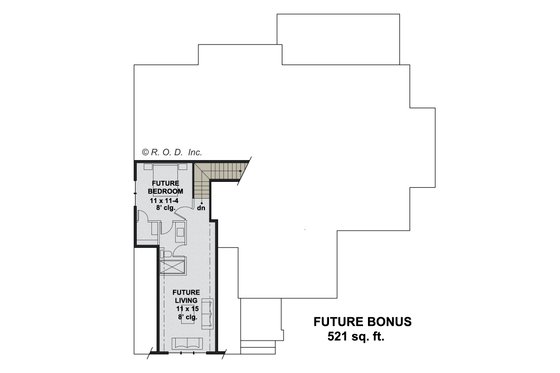 Floor Plan - Upper Floor for Farmhouse House Plan #51-1569 - 3 bed, 3 bath