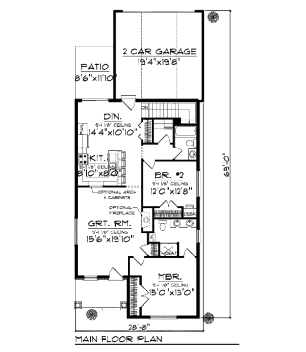 Architectural House Design - Bungalow Floor Plan - Main Floor Plan #70-963