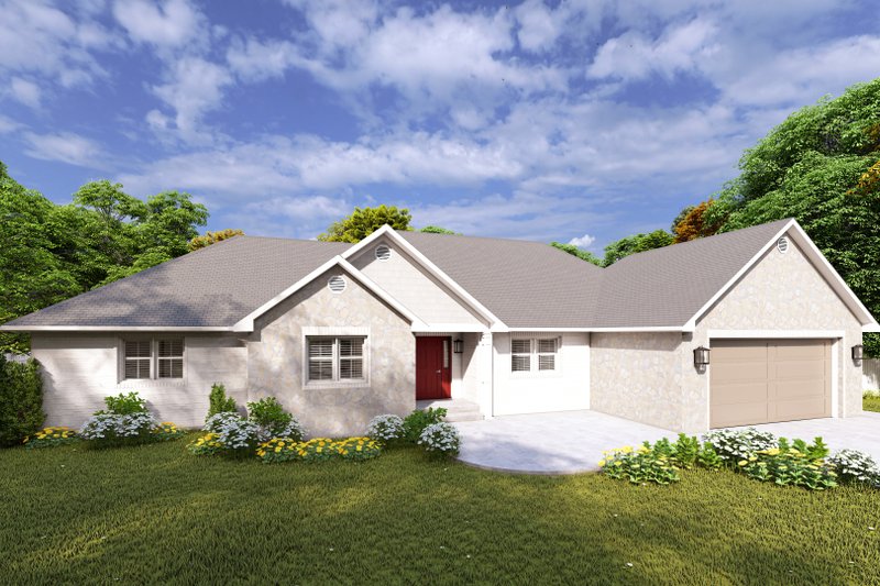 Dream House Plan - Exterior - Front Elevation 3 for Ranch House Plan #1060-299 - 4 bed, 2 bath