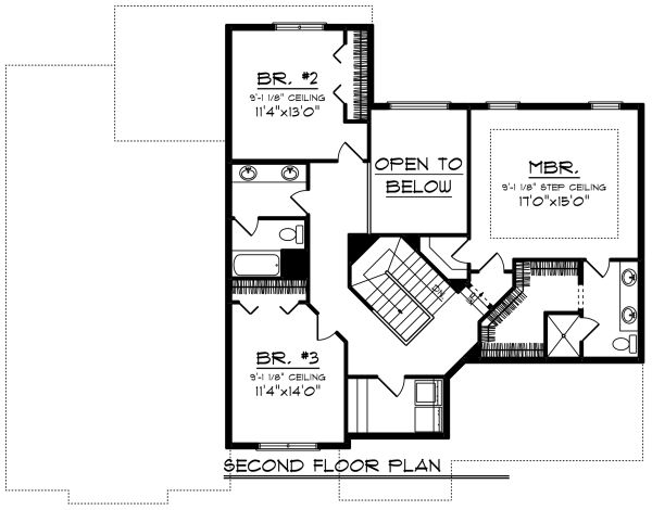 Craftsman Floor Plan - Upper Floor Plan #70-1279