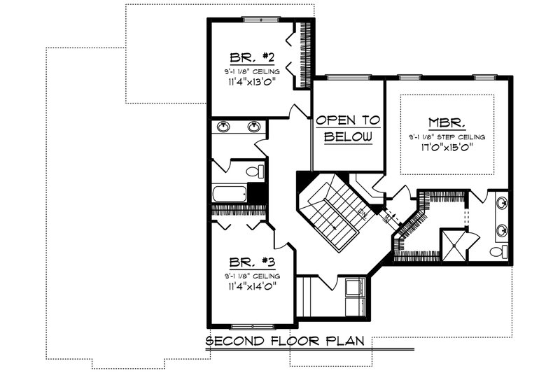 Dream House Plan - Floor Plan - Upper Floor for Craftsman House Plan #70-1279 - 3 bed, 2.5 bath