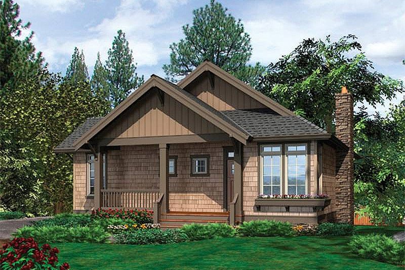 House Plan Design - Front view - 1400 square foot cottage