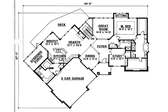 Floor Plan - Main Floor for Ranch House Plan #67-849 - 4 bed, 3 bath