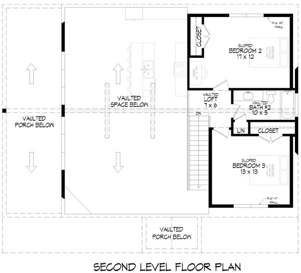 Floor Plan - Upper Floor for Cabin House Plan #932-1046 - 3 bed, 2.5 bath