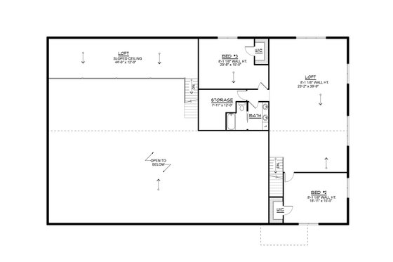Floor Plan - Upper Floor for Barndominium House Plan #1064-356 - 3 bed, 2.5 bath