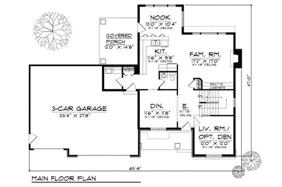 Floor Plan - Main Floor for Traditional House Plan #70-673 - 4 bed, 2.5 bath