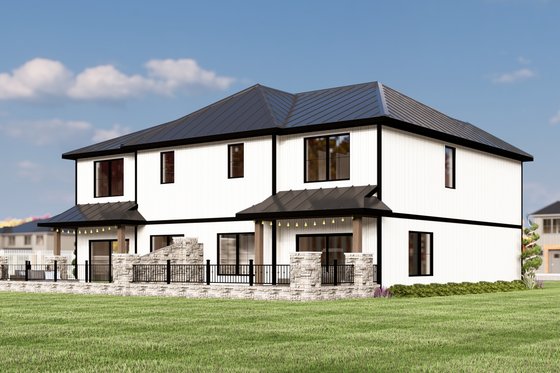 Exterior - Rear Elevation 1 for Contemporary House Plan #1064-359 - 3 bed, 2.5 bath