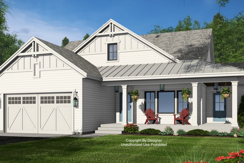 Architectural House Design - Exterior - Front Elevation 4 for Farmhouse House Plan #51-1401 - 3 bed, 2 bath
