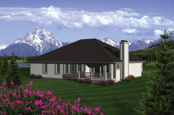 Exterior - Rear Elevation for Traditional House Plan #70-1080 - 2 bed, 2 bath