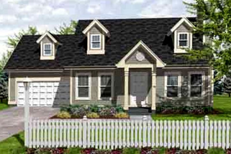 Colonial Style House Plan - 3 Beds 2 Baths 1260 Sq/Ft Plan #50-262