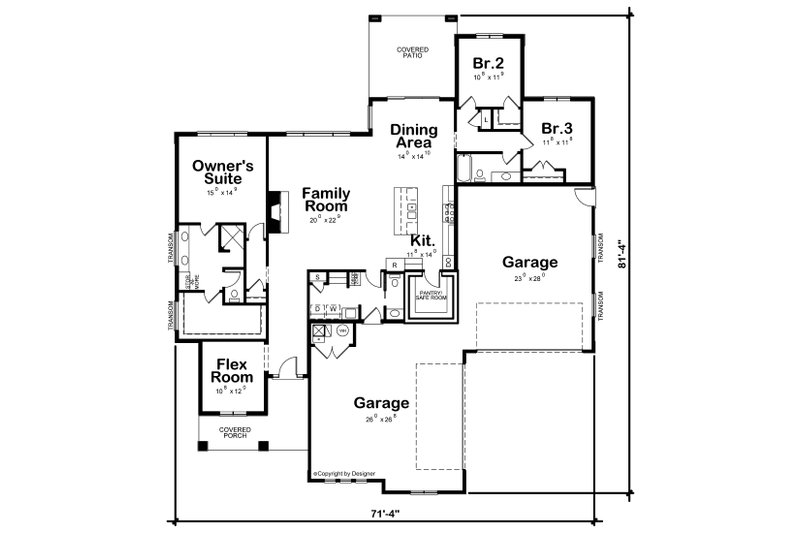 House Plan Design - Floor Plan - Main Floor for Craftsman House Plan #20-2531 - 3 bed, 2.5 bath