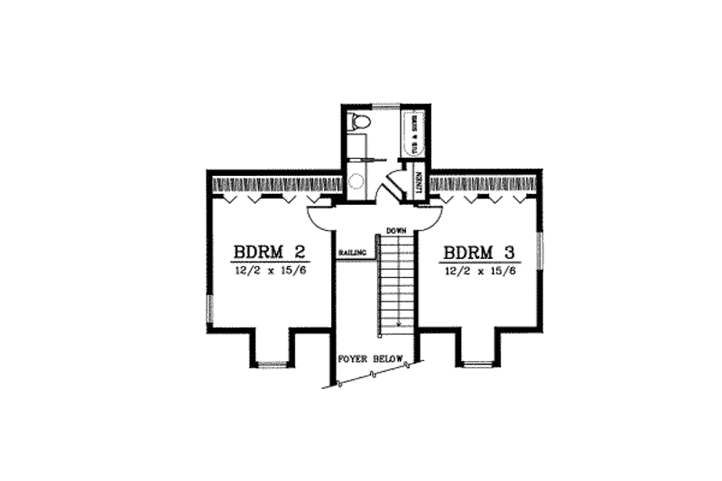 Home Plan - Floor Plan - Upper Floor for Colonial House Plan #98-207 - 3 bed, 2 bath