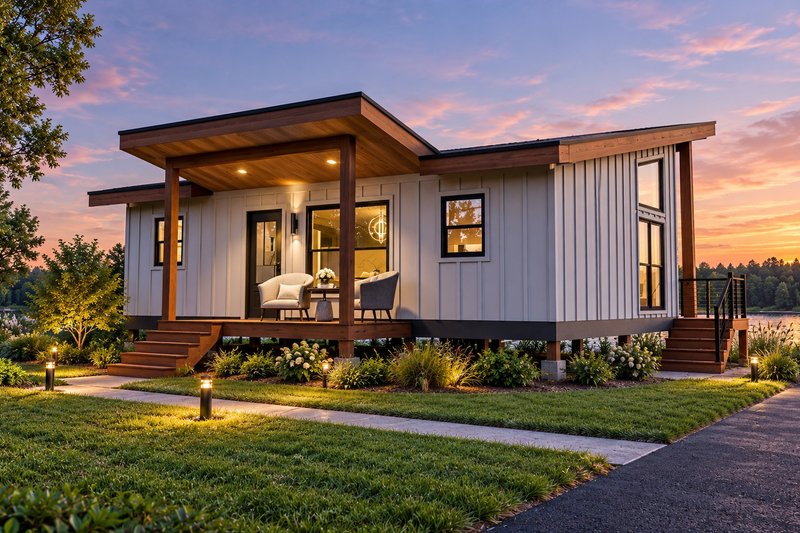 House Blueprint - Exterior - Front Elevation 3 for Contemporary House Plan #932-1458 - 1 bed, 1 bath
