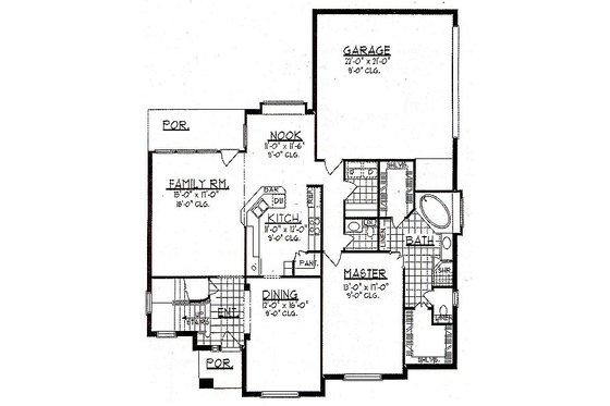 Floor Plan - Main Floor for European House Plan #62-145 - 4 bed, 2.5 bath