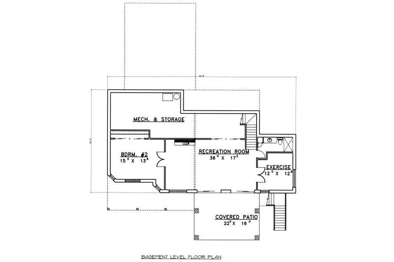 Dream House Plan - Floor Plan - Lower Floor for Ranch House Plan #117-567 - 2 bed, 2.5 bath