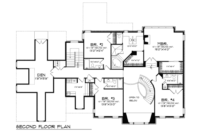 Home Plan - Floor Plan - Upper Floor for Southern House Plan #70-552 - 4 bed, 4.5 bath