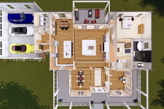 Floor Plan - Main Floor for Farmhouse House Plan #513-2172 - 3 bed, 4 bath