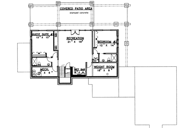 Home Plan - Floor Plan - Lower Floor for Traditional House Plan #117-349 - 3 bed, 3.5 bath