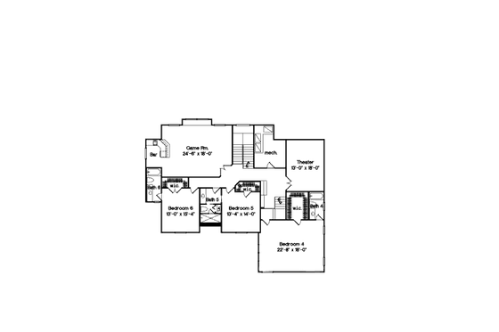 Floor Plan - Upper Floor for European House Plan #135-172 - 6 bed, 6 bath