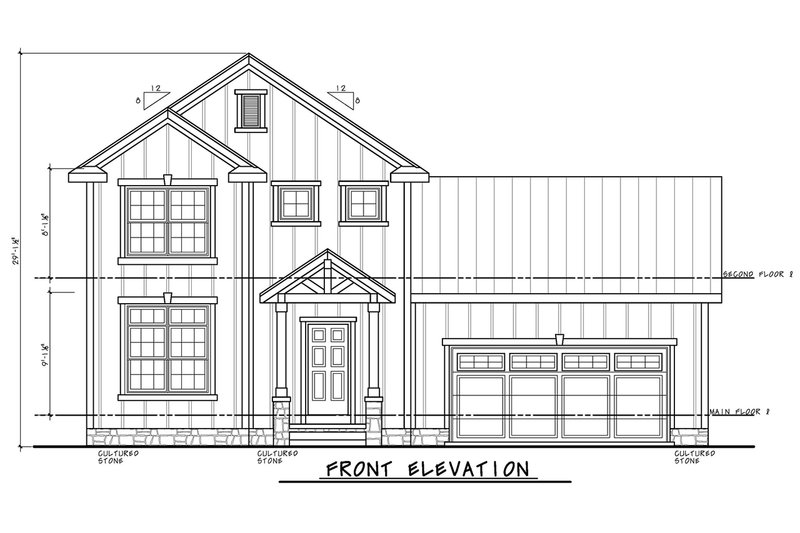 House Design - Exterior - Front Elevation 3 for Farmhouse House Plan #20-2642 - 3 bed, 2.5 bath