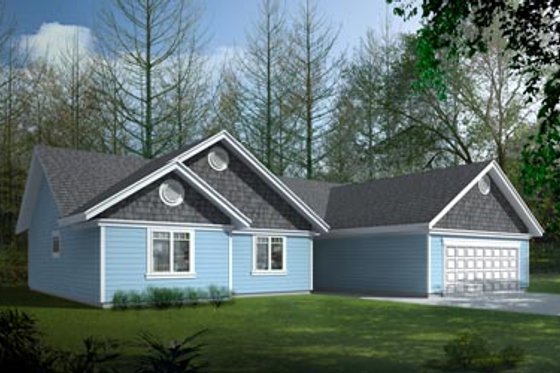 Exterior - Front Elevation for Bungalow House Plan #100-422 - 3 bed, 2 bath