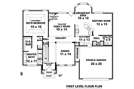 Floor Plan - Main Floor for European House Plan #81-843 - 3 bed, 2.5 bath